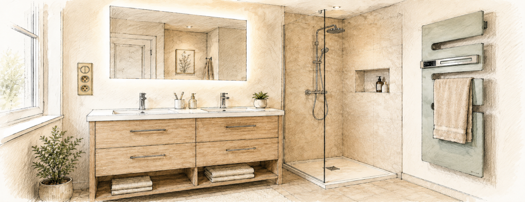 Exemples d’aménagements électriques pensés pour la salle de bain